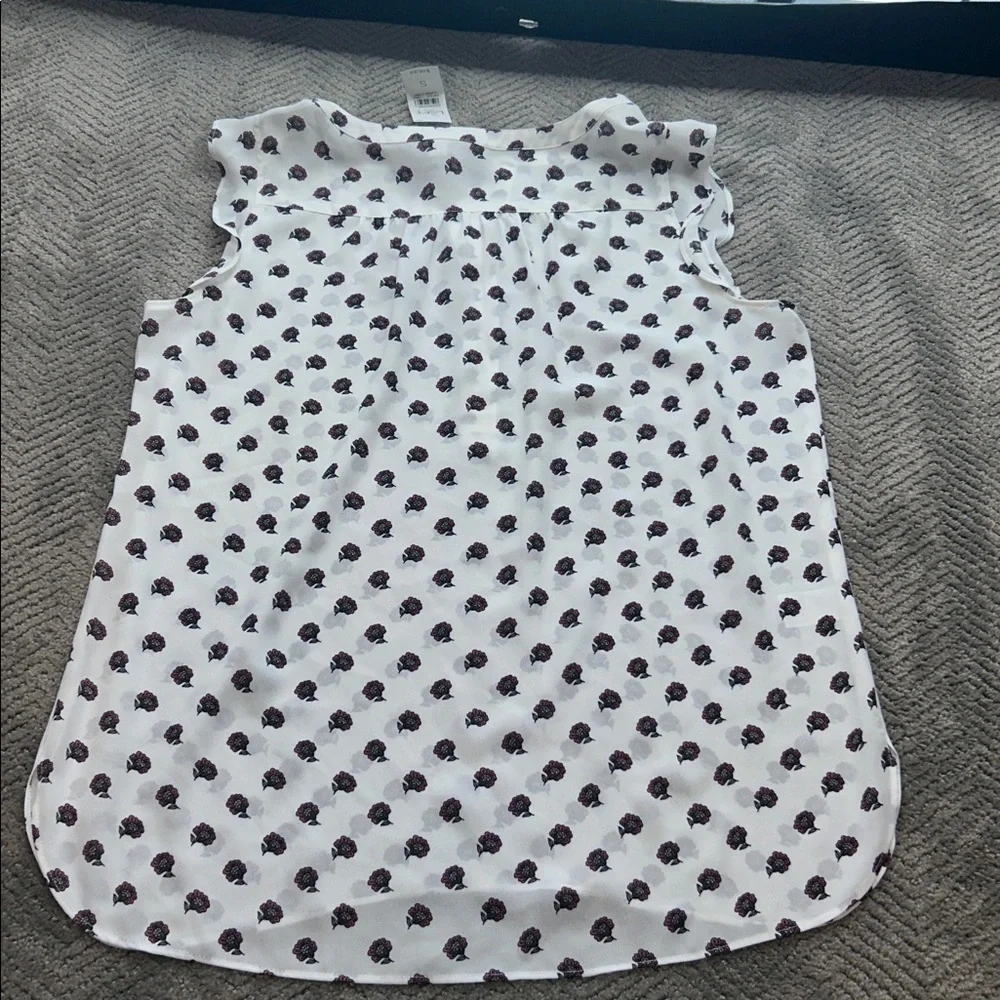 New LOFT Outlet Sleeveless Floral Blouse White Pink Size Small Lightweight Top - Picture 5 of 8